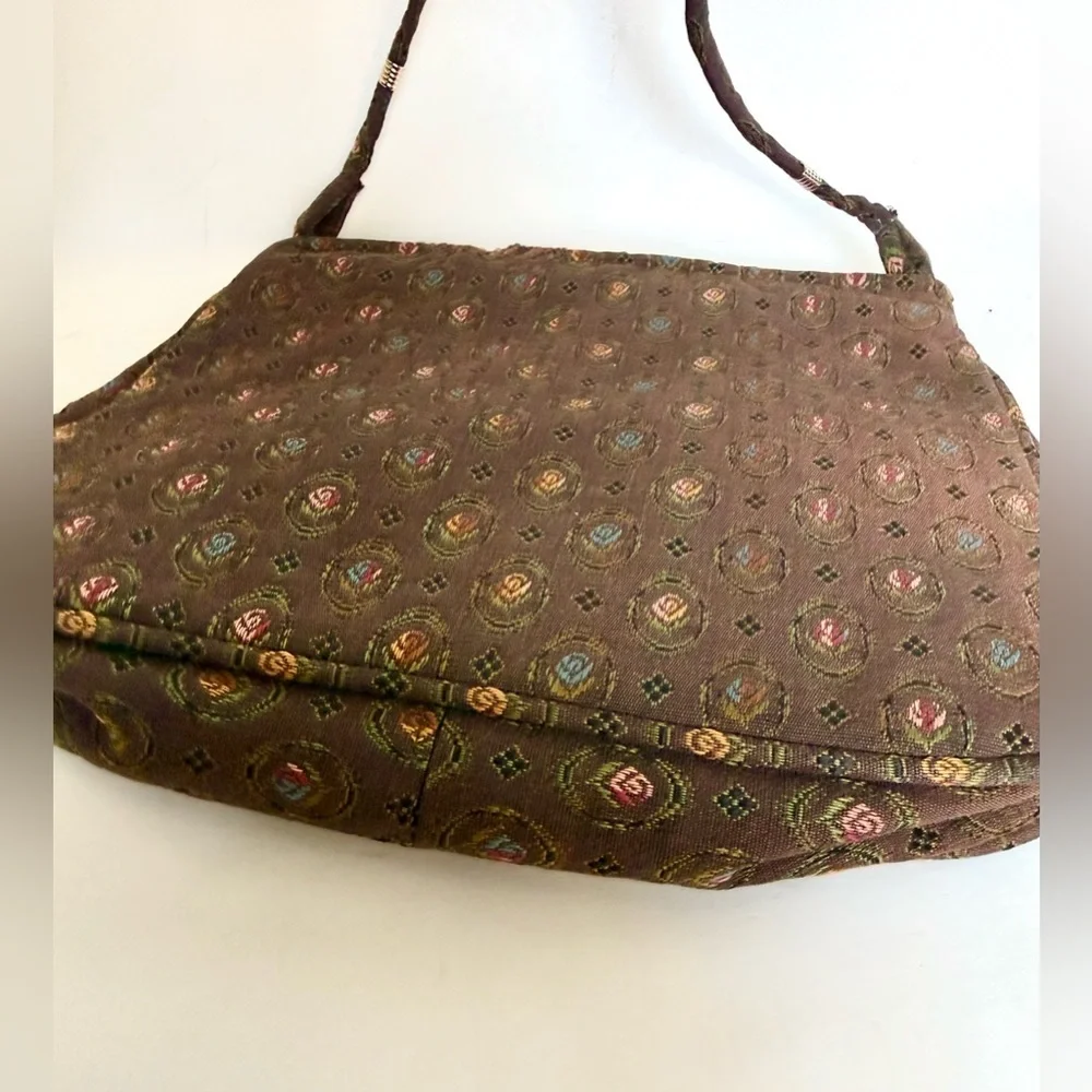 Vintage Theodor 1969s Tapestry Carpet Floral Embroidered Purse Bag